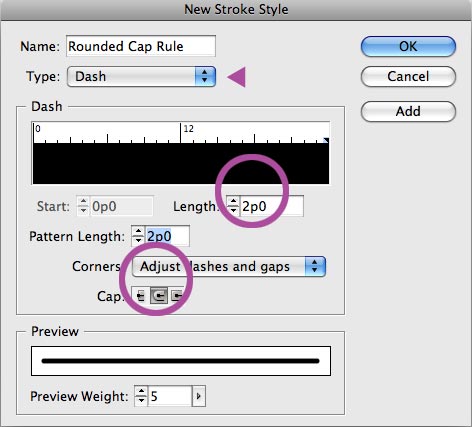 New stroke options for rounded cap stroke